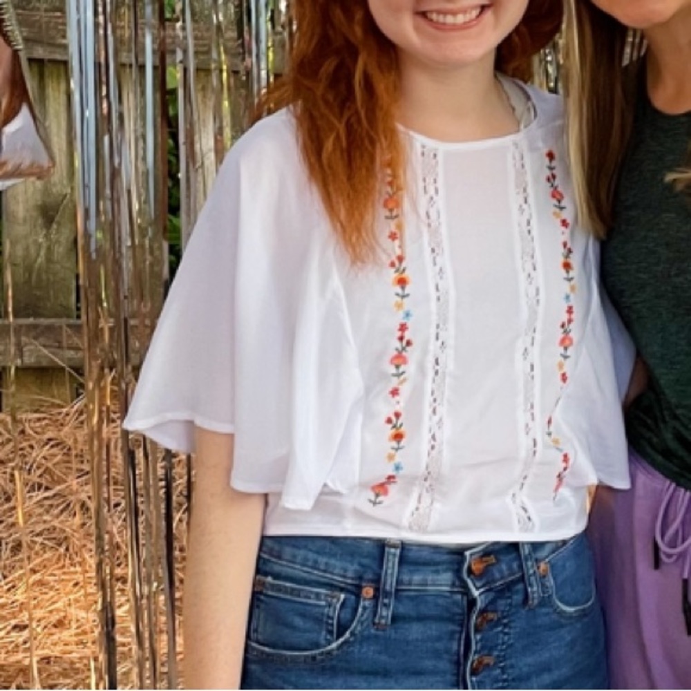 white floral top